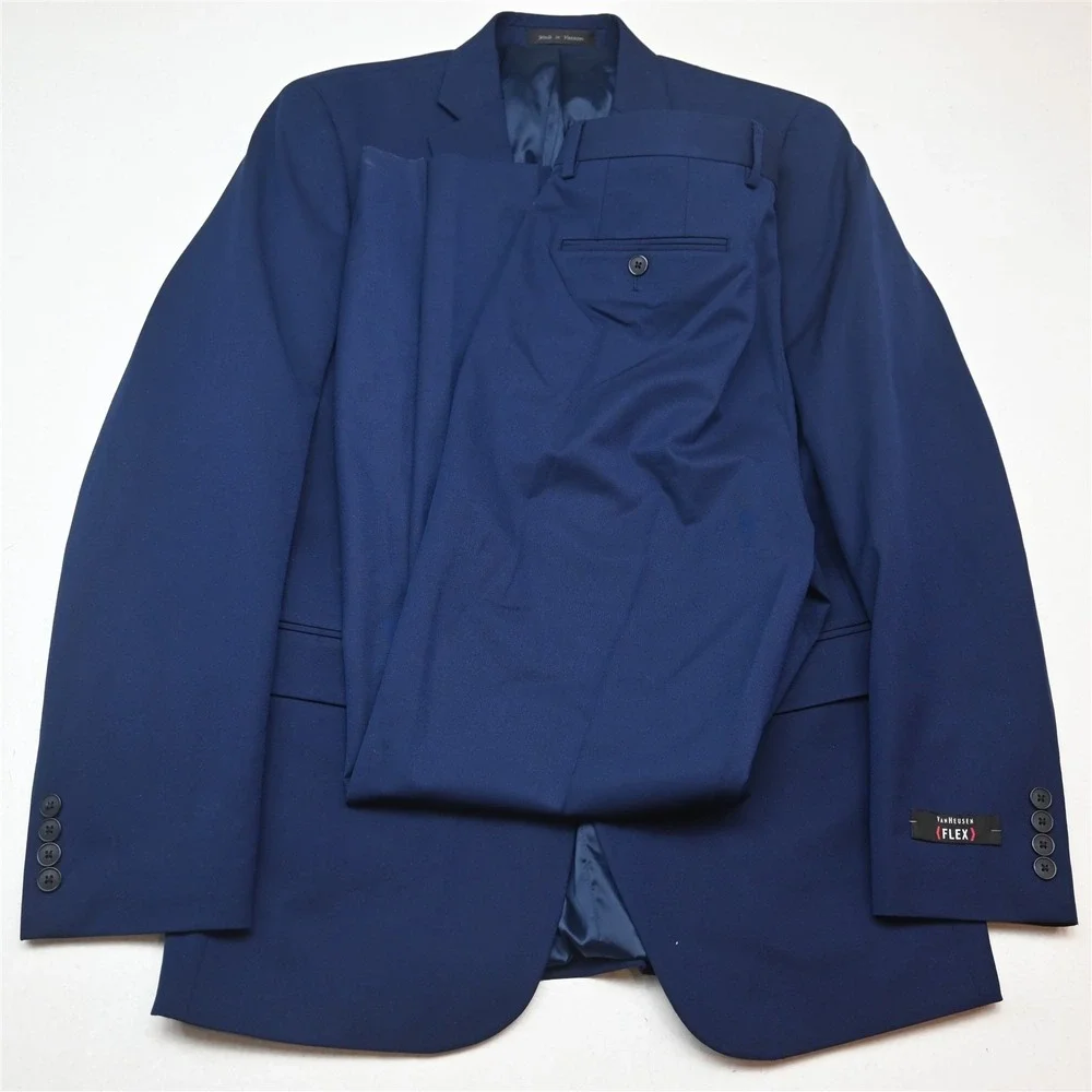 NEW Van Heusen 40L 32x32 Blue Flex Mens Jacket Pants Suit